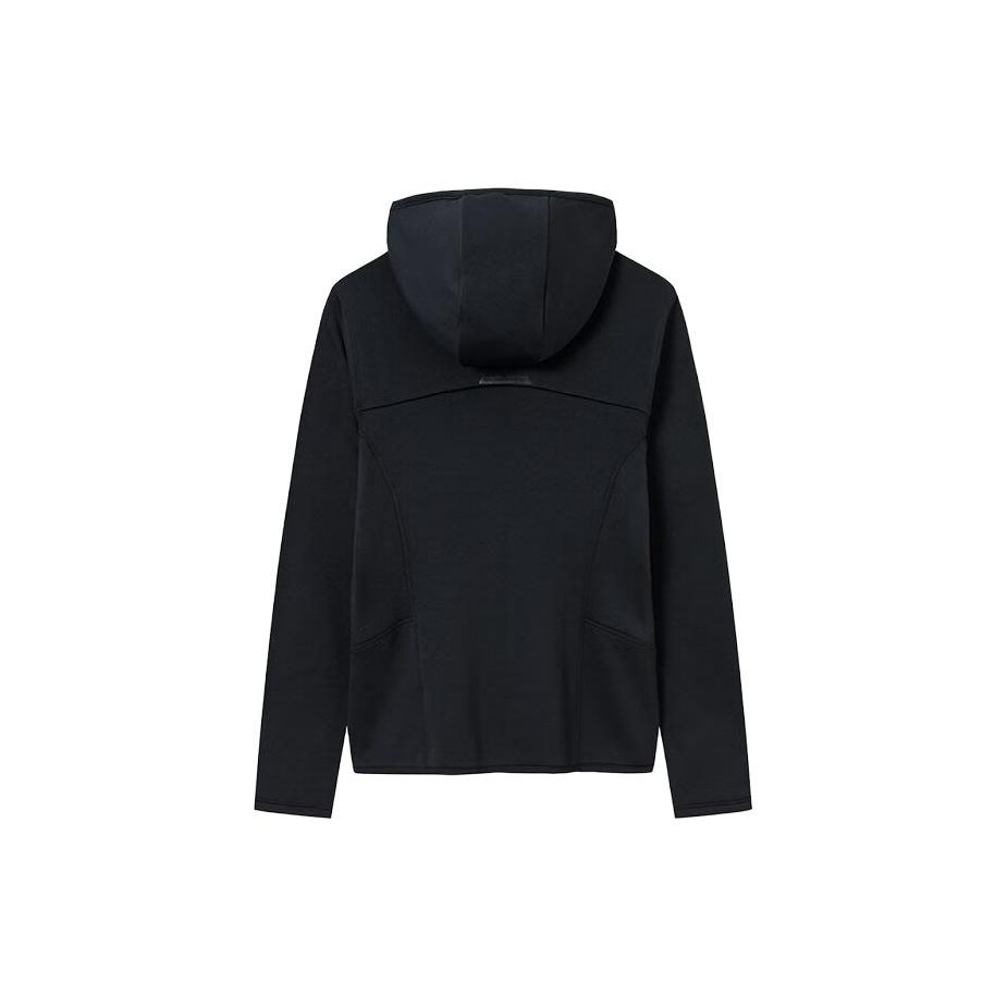 Anta Champion All-Weather Series Solid Color National Flag Logo Zipper Hoodie Jacket Women Jackets Black 162340725-4