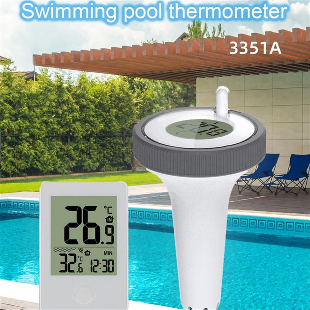 Termometro Galleggiante Digitale Wireless per Piscina LCD Piscina Bagno Acqua Vasche Idromassaggio Acquari Monitor Temperatura Interna/Esterna Orologio Remoto