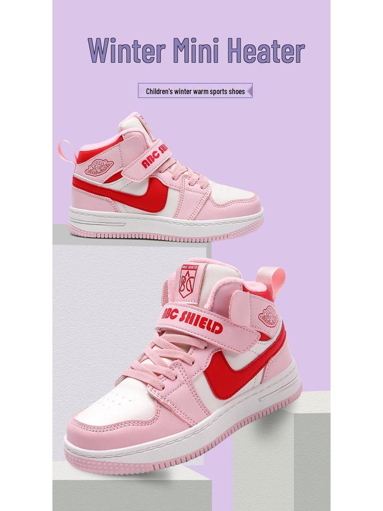 Dámské zimní vysoké sportovní boty 2025, podšité sametem pro teplo, dvouvrstvá bavlna, pro střední a starší děti.