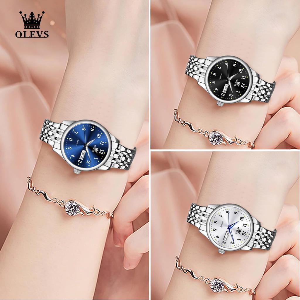 OLEVS Analog Popular Arm Silver Stainless Steel Silver Women Business Luminous Arm Silver Convenient Women Watch Women's Watch, Waterproof, Quartz,
