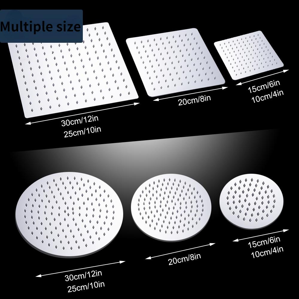 Stainless Steel Ultra-thin Shower Head with Awning 12/10/8 Inch Rain Shower Head Chrome-plated Round and Square Shower Awning