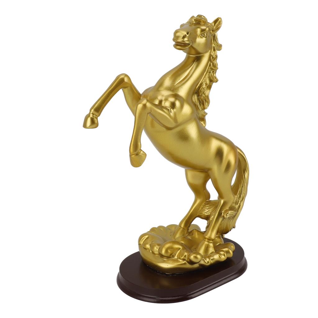 Pferdestatue Gold Synthetisches Harz Einzigartige Pferdekunstfigur für Weinschrank Büro Springendes Pferd