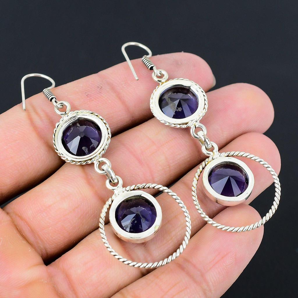 Daughters Day Deal 925 Silver Natural London Blue Topaz New Drop Dangle Earrings