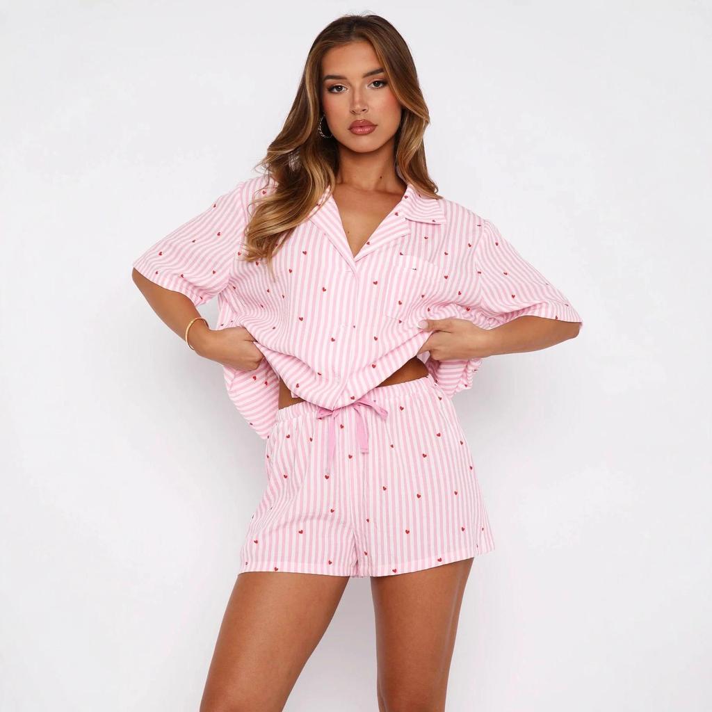 2026 Trendy Women's Personalized Print Casual Loose Shirt & Shorts Set