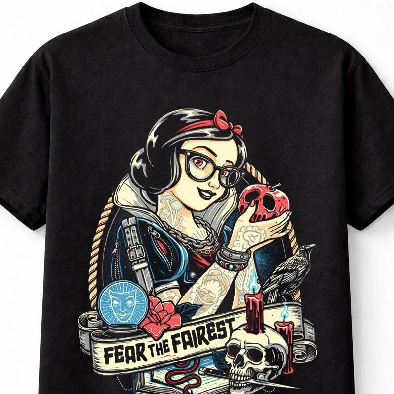 Snow White Pinup Gothic TShirt Fear Rockabilly Dark Fairy Tale Unisex S5XL S