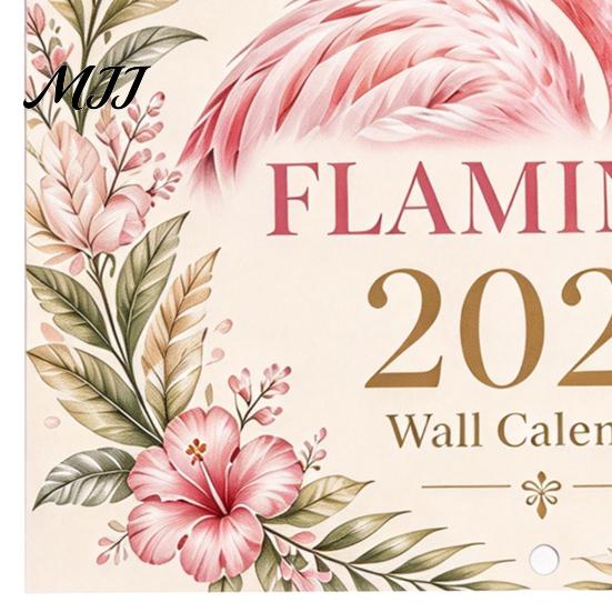 Gift for Flamingo Lovers 2027 Wall Calendar, Hanging 12 Monthly Planner with Creative Decoration Large Writable Blocks Organizing, Planning, Academic