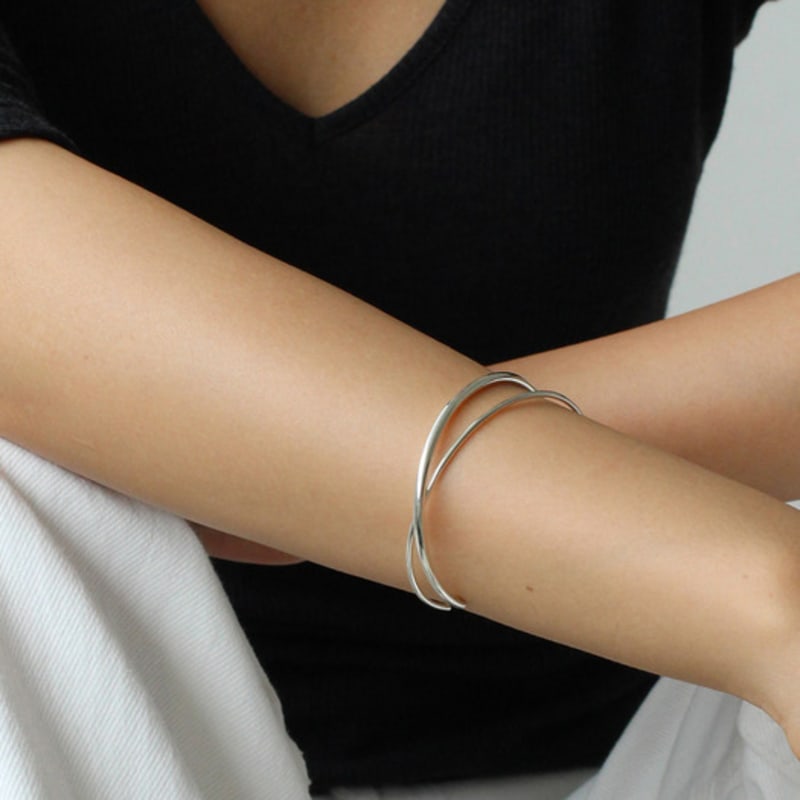 NORMALLEE [Silver 925] Basic Oval Bangle (Bold)