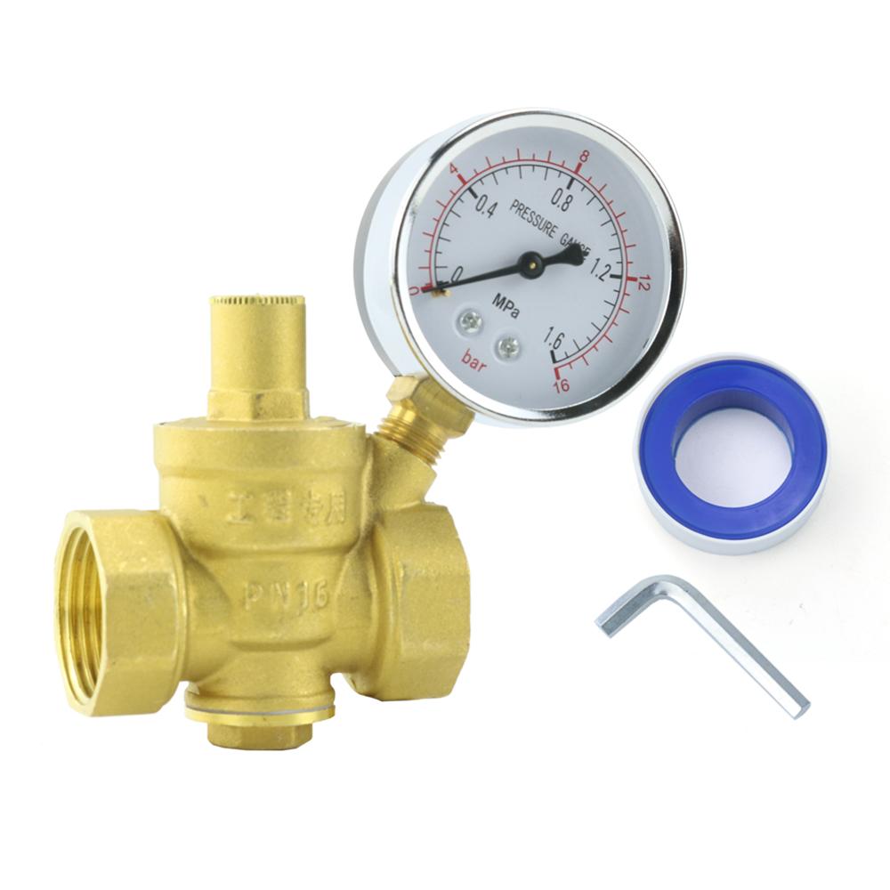 

1/2 3/4 16bar Brass Water Pressure Regulator Reducer DN15 DN20 With Gauge Meter for Hydraulic Instability/Purifier 1/2