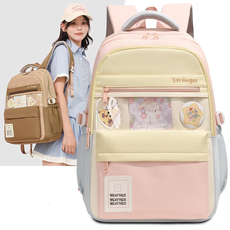 Ins Cute Backpack Large Capacity Campus Junior High School High School Students Contrasting Colors High Value Schoolbag Primary School Schoolbag