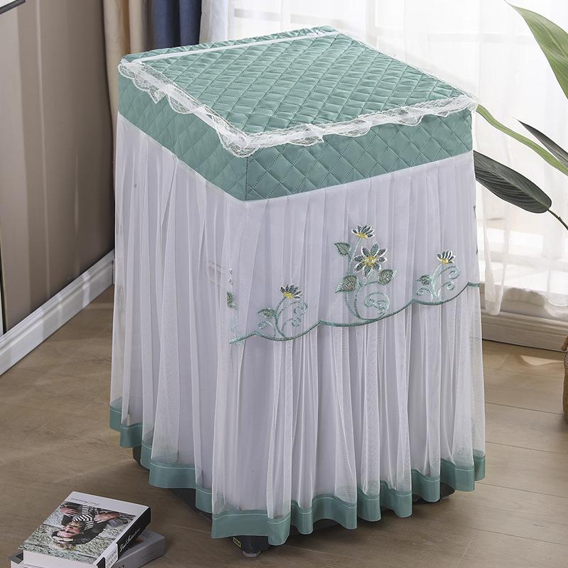 

Чехол для стиральной машины с активатором, Пылезащитный чехол из кружевной ткани, Универсальный утолщенный чехол, Пылезащитный чехол из ткани upper open lid zipper 55 * 57 * 85cm зелёный