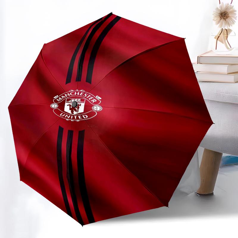 1pz Ombrello Automatico Robusto a 8 Stecche, Ombrello Manchester United Manchester City, Stampato Digitalmente, Ombrello Pieghevole per Uso Esterno in Movimento