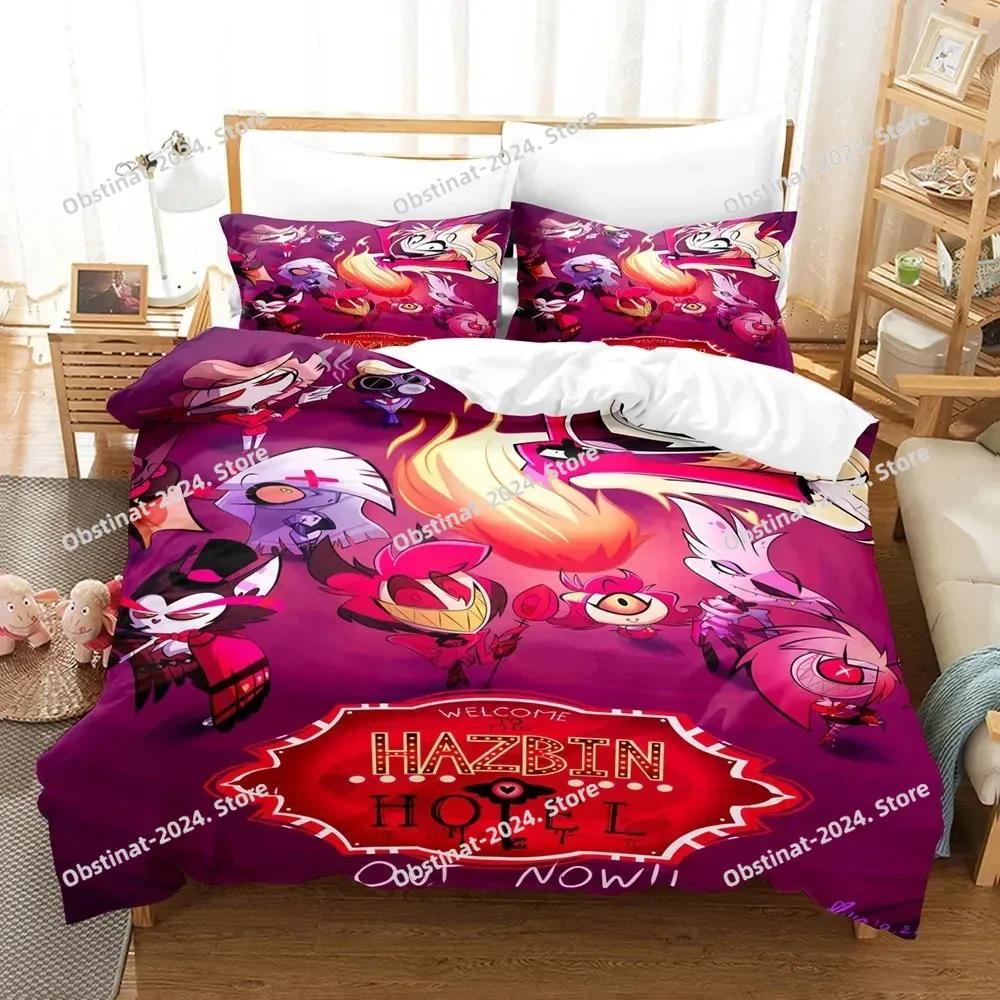 Hazbined Hotel Cartoon Charlie Vaggie Alastor AD Bedding Set Printed With Pillowcase Duvet Cover Soft Single Double Queen King