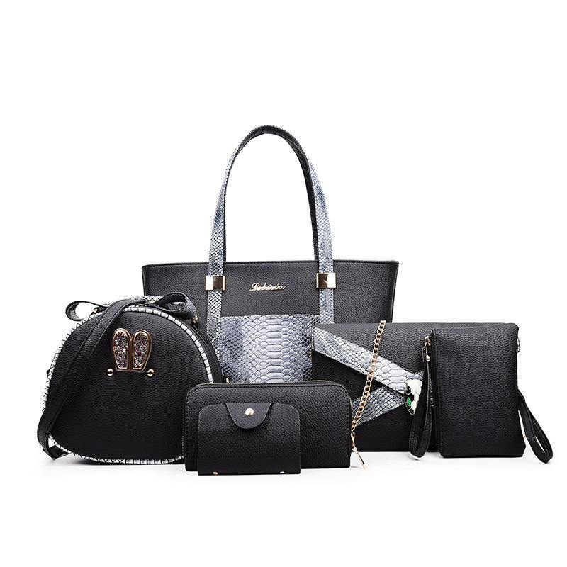 New Fashion Trend Classic Embossed Snake Pattern Shoulder Handbag Six-piece Oblique Span Bag Women's Bag