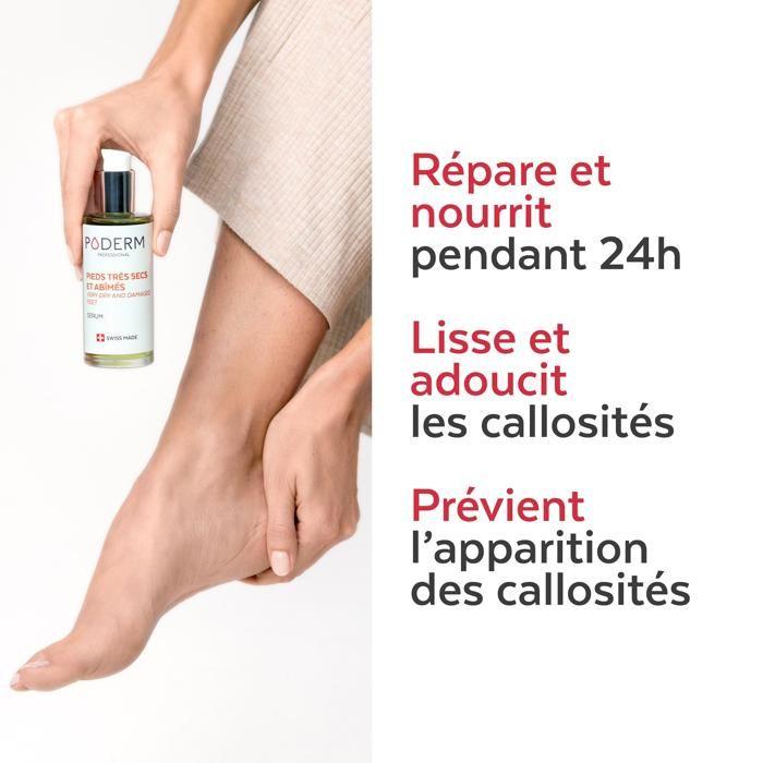 PODERM • PIEDS TRÈS SECS ET ABÎMÉS • Nourrit pendant 24h • Des pieds visiblement réparés en 7 jours • 100% naturels • Swiss Made