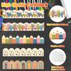 Bulletin Board Borders Classroom, Boho Board Stickers Colorful Heart Rainbow Bulletin Board Scalloped Decorations for Blackboard, Chalkboard, Walls,