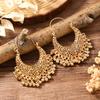 Copper-Plated Gold Zircon Hoop Earrings with Pearls - Elegant and Luxurious Design