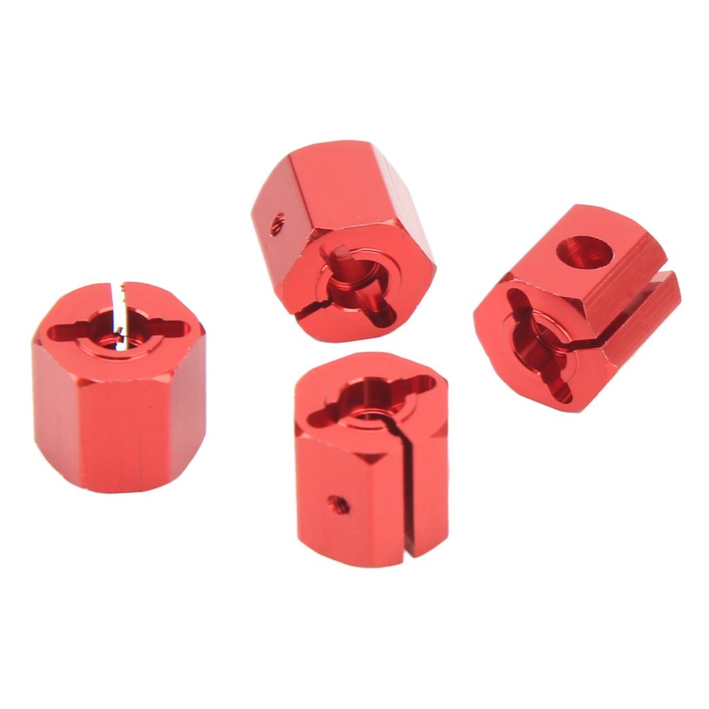 4PCS 12mm Hex Adapter Aluminum Alloy 12mm Wheel Hex Hub Drive Adapters for Axial SCX10 90046 for D90 1 10 RC Car Red