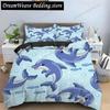Bule Dolphin Whale King Queen Duvet Cover Underwater World Bedding Set Cartoon Sea Animal Comforter Cover Polyester Quilt Cover