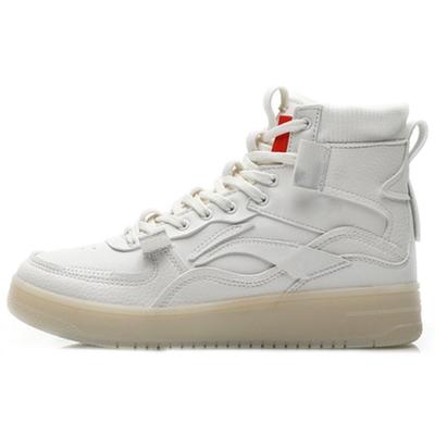 Synthetisches Leder Stoßdämpfend Rutschfest Abriebfest High-Top Sportliche Freizeitschuhe Damen Sneakers Weiß AGCP366-1