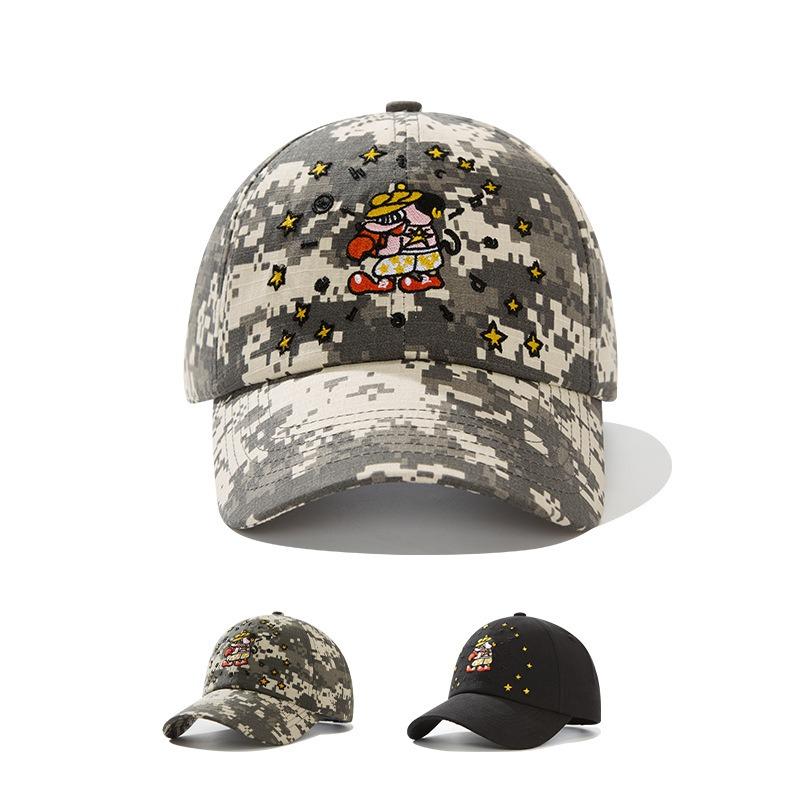 Hip Hop Street Camouflage Embroidery Baseball Cap Female Big Head Circumference Show Face Small Sunscreen Outdoor Versatile Cap Male