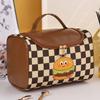PU Leather Checkerboard Makeup Bag Hamburger Hamburger Travel Wash Bag  Outdoor