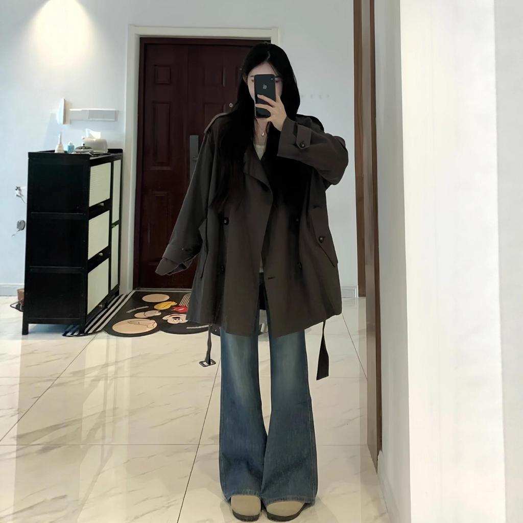 2025 Women's Spring Korean-Style Thin Casual Trench Coat