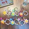 Gradient Sunflower Beaded Keychain Bracelet - Women's Handbag Charm & Key Ring Gift