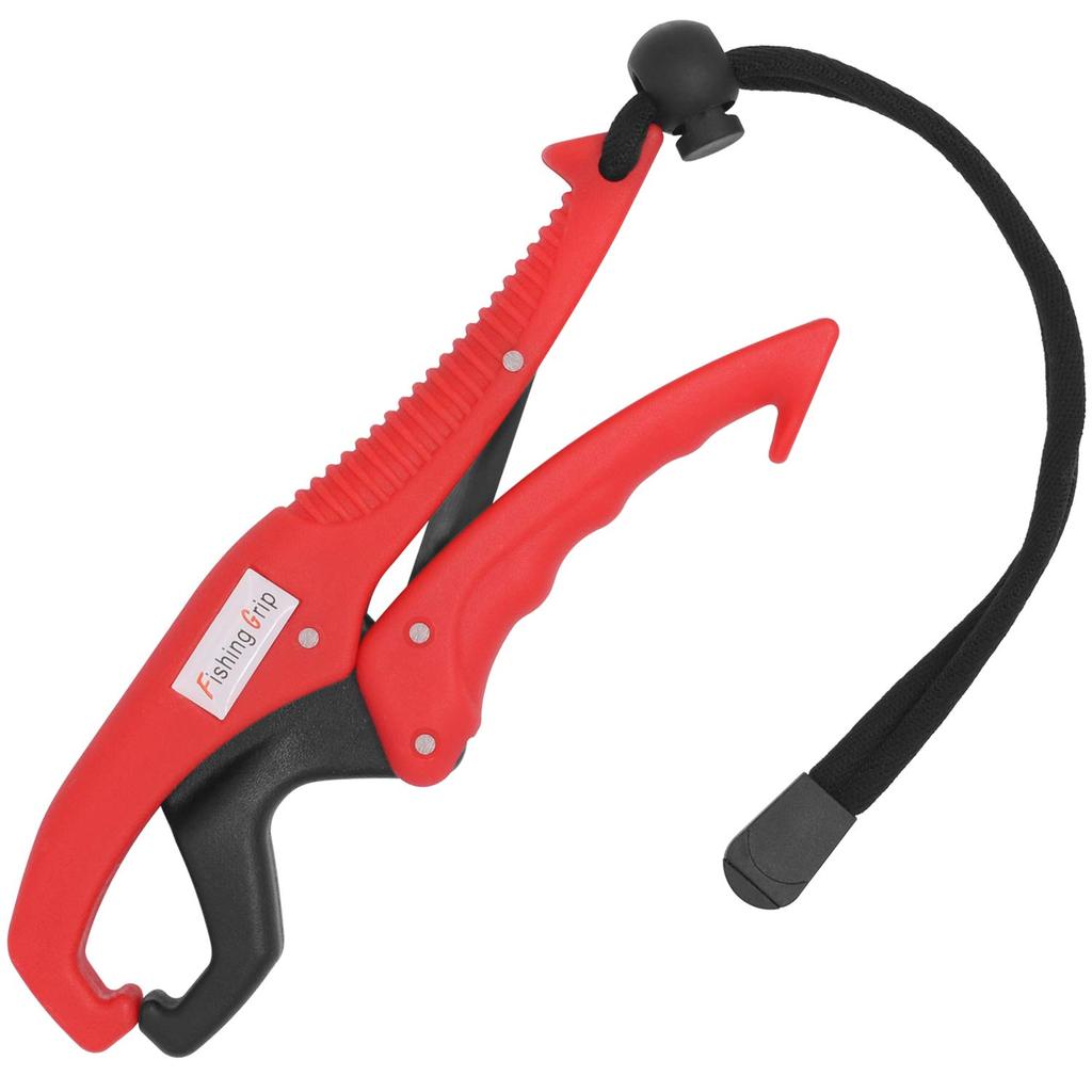 Rust-proof Plastic Fish Grip, Ultra-Lightweight, Floating Fish Grabber with Safety Rope (Red, Small)