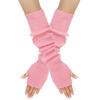 Women's Winter Warm Wool Gloves, Fingerless Long Sleeves, Solid Color, Extended Gloves