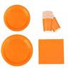 Orange Biodegradable Paper Tableware Set Cups Napkins Plates Birthday Parties Wedding Decorations Family Gatherings Baby Shower