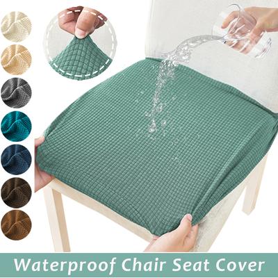 Funda para silla de comedor sólida impermeable, fundas elásticas de Jacquard para asientos de sillas, para Hotel, banquete, cocina, boda, hogar, antisuciedad