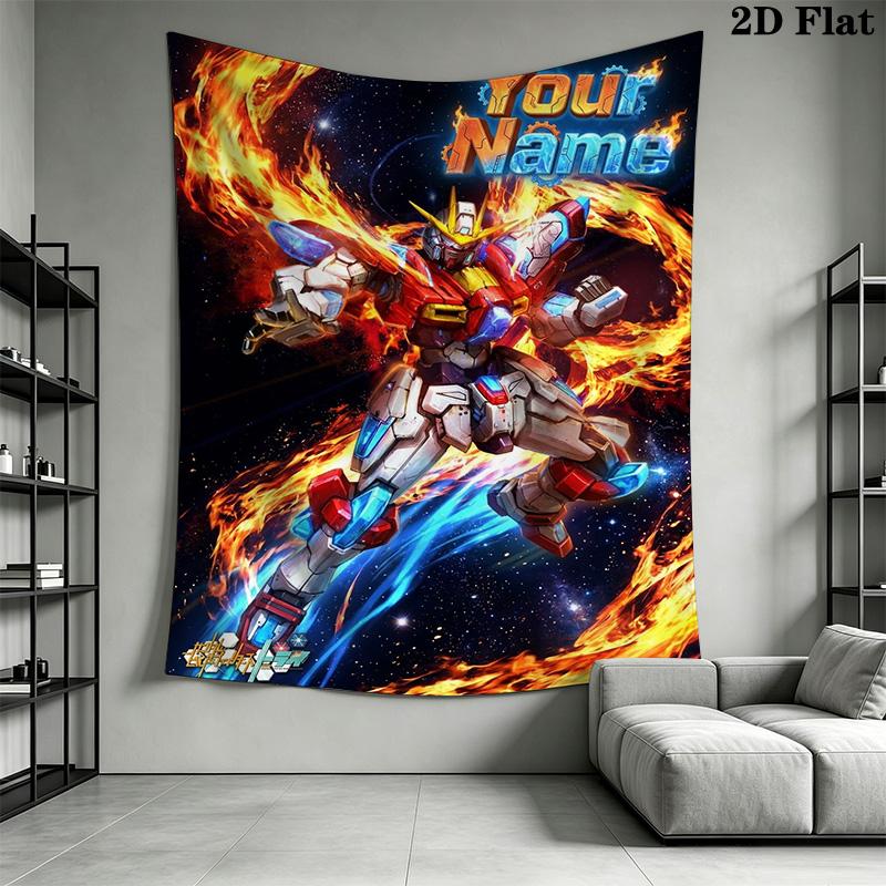 Name Custom Gundam Art Wall Tapestry Aesthetic Wall Hanging Printed Fabric Blanket Decorative Tapestries for Bedroom Living Room Home Decor
