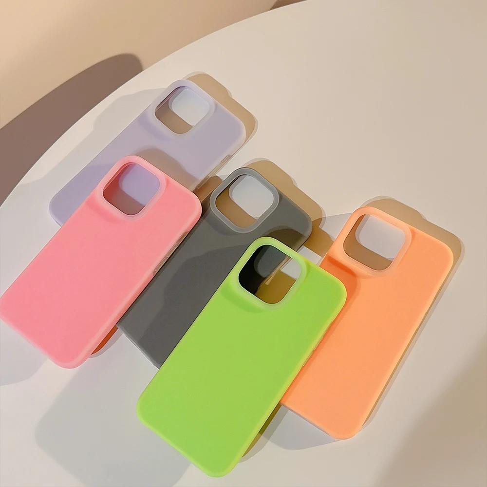 Silicone Fruit Juice Candy Color Phone Case for IPhone 15 14 13 12 Promax Liquid Jelly Trendy Full Cover 15promax Cute Simple