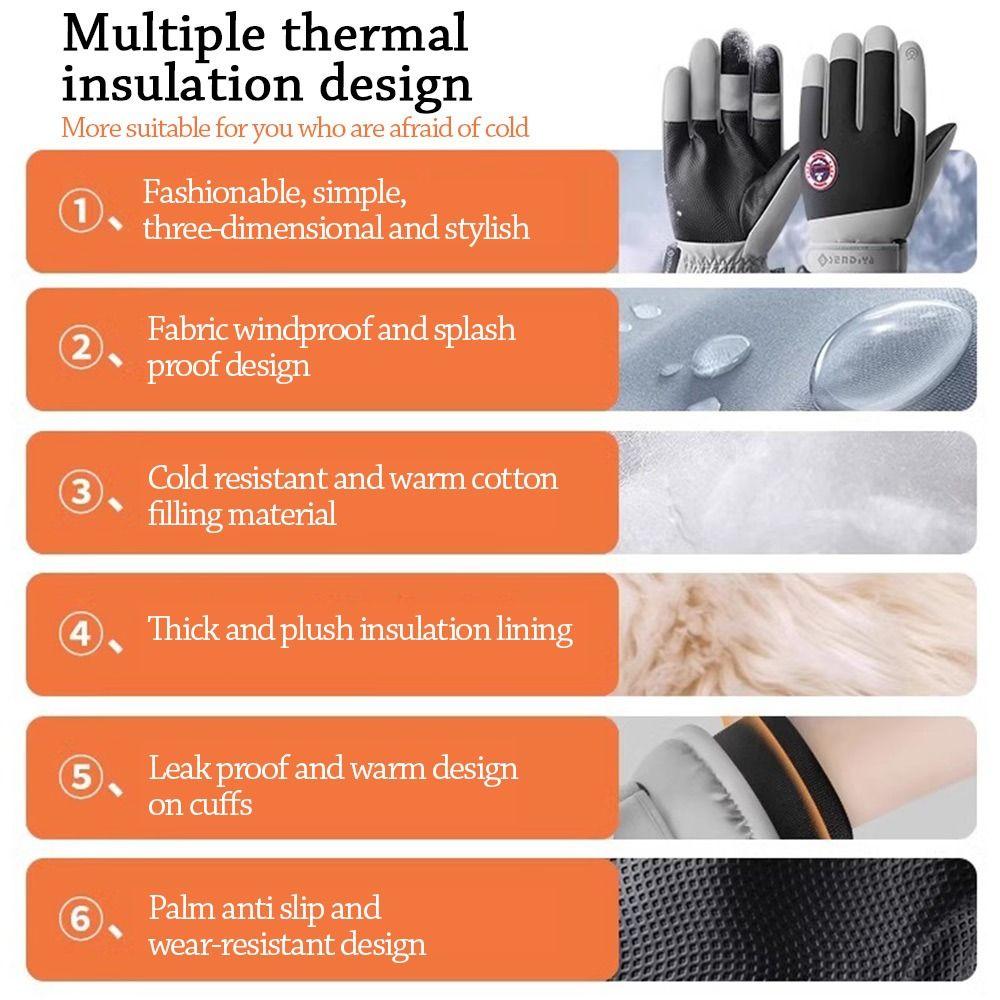 Velvet Cycling Gloves Waterproof Hands Cover Elegant Winter Skiing Gloves  Outdoor