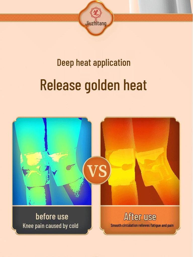 Jiuzhitang Motherwort Heated Knee Pads - Warm Steam Moxibustion Knee Patches for Cold Protection