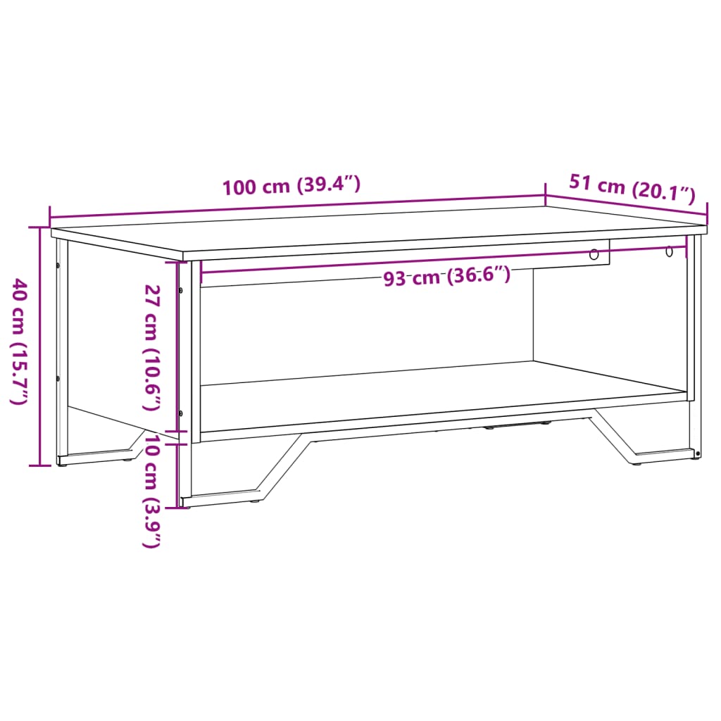Coffee Table Brown Oak Effect 100x51x40 Cm Engineered Wood