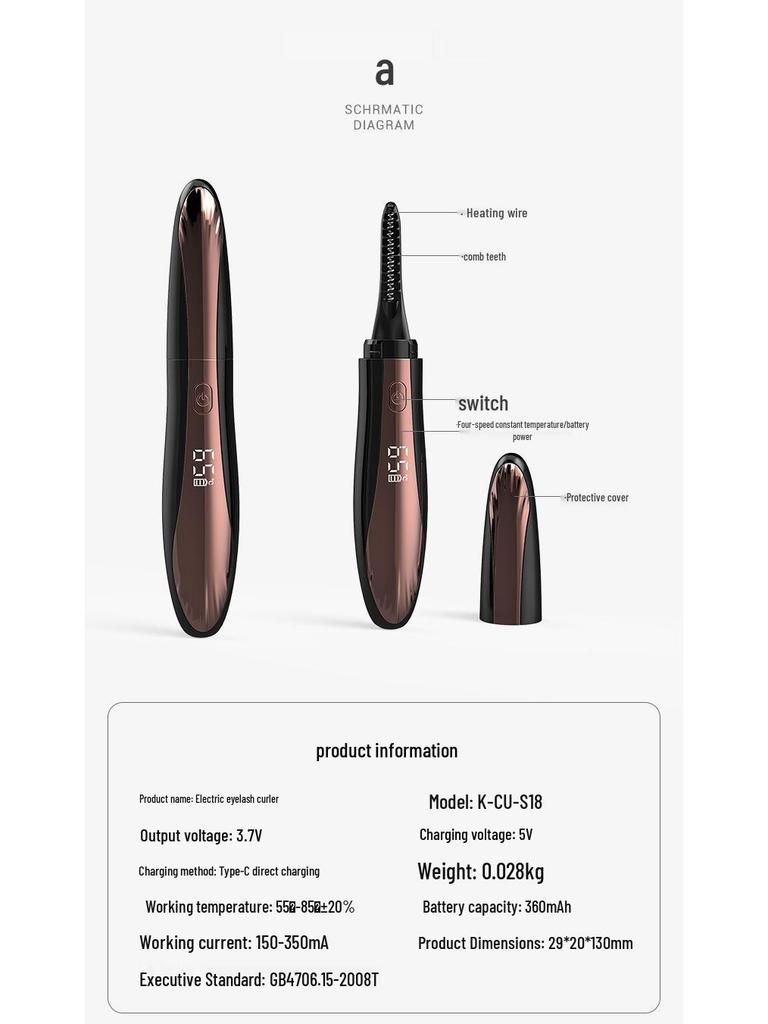 Digitaler elektrischer Wimpernformer mit Mehrtemperaturregelung & USB-Laden
