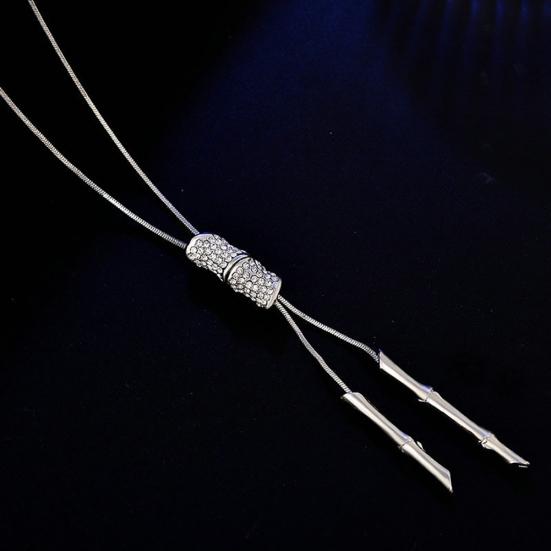 Frauen Bambus Knoten Quaste verstellbare Anhänger Halsketten Pullover Kette Schmuck