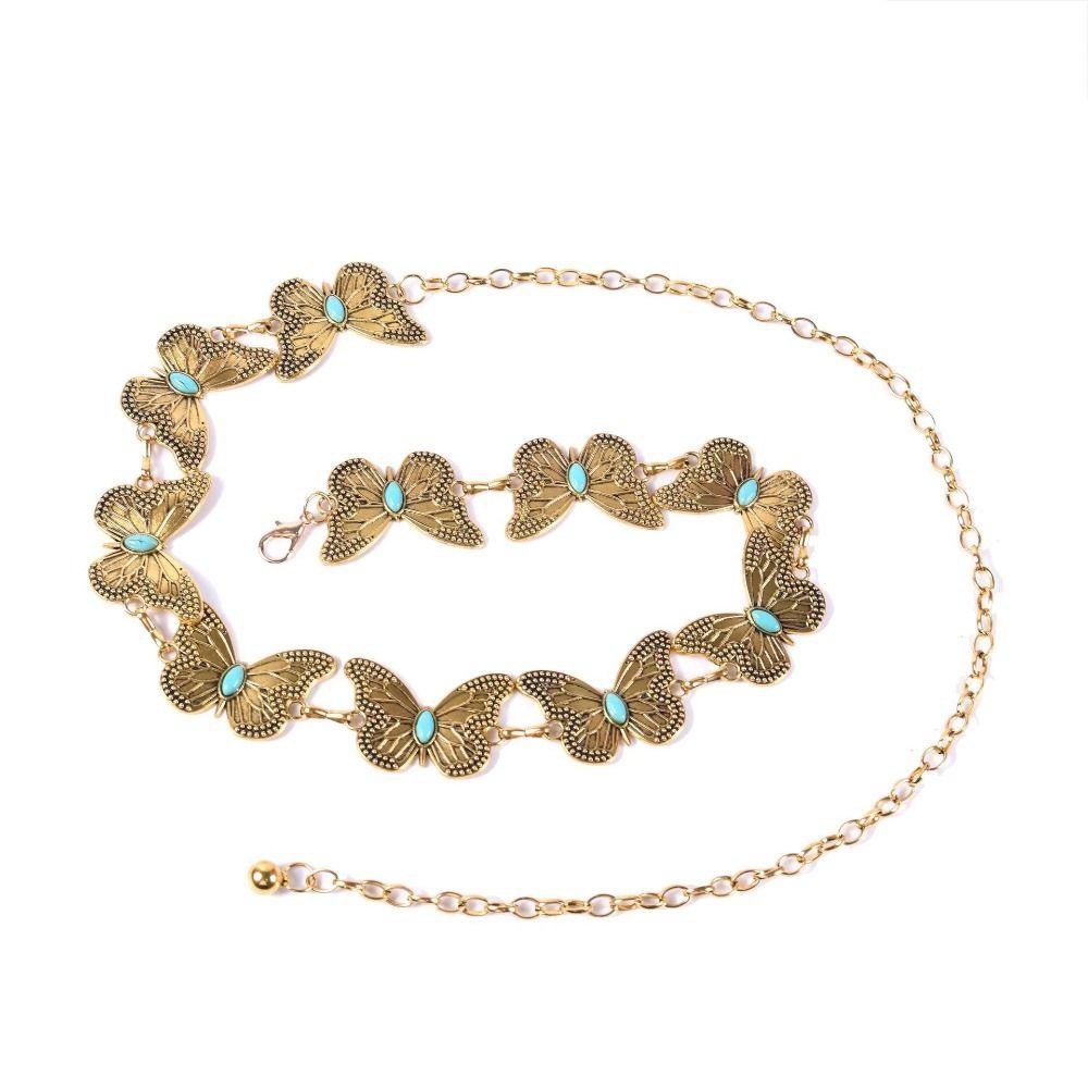 Vintage Turquoise Waist Chain Ethnic Style Beach Body Chain Retro Bohemian Waist Belt  Women