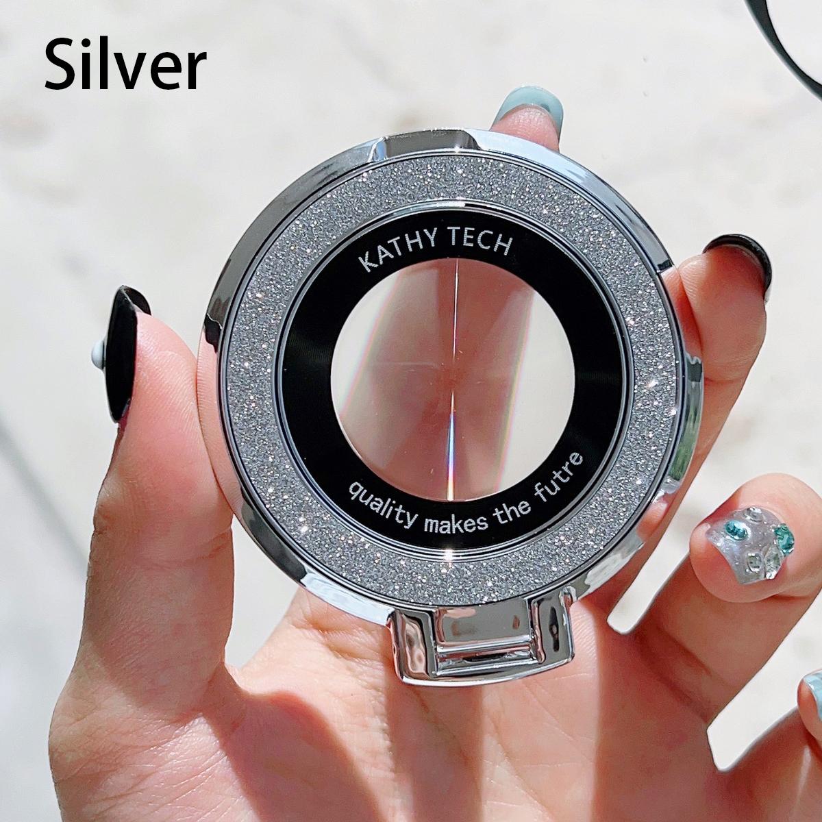 

Подставка-держатель для кольца на телефон, держатель для пальца, вращение на градусы, подставка, совместима с беспроводной зарядкой для iPhone серебряный