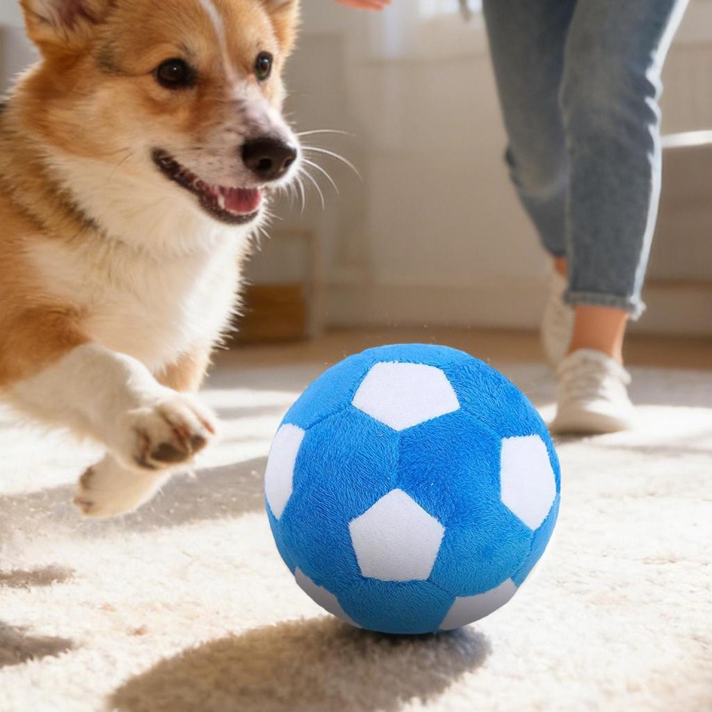 Soft Squeaky Plush Dog Toy Ball Interactive Soccer Game for Puppies Cats, Durable Safe Indoor Outdoor Play for Aggressive Chewer