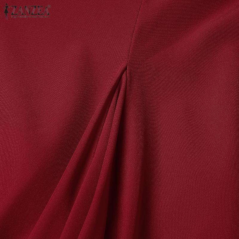 ZANZEA Women Casual Square Neck Sleeveless Ruffles Long Dress