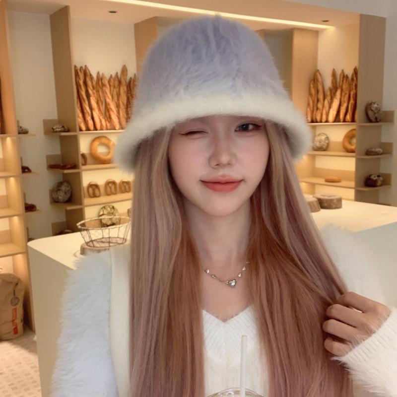 Scarf women's winter advanced sense of gradual change color matching mohair thickened warm new imitation cashmere shawl