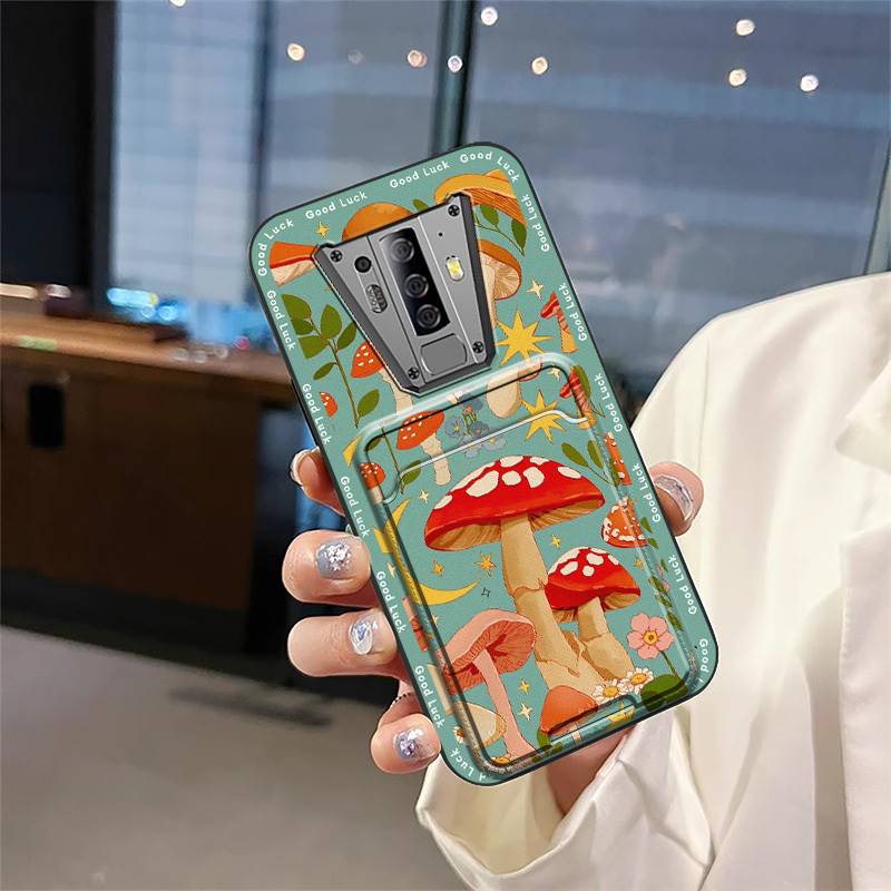 Cartoon Back Cover Phone Case For Blackview BV6900 Card Bag Graffiti Waterproof Soft Case Card Slot Silicone Shockproof