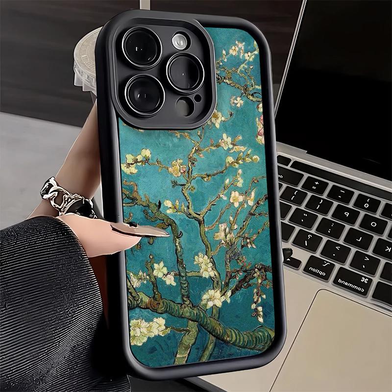 Phone Case for iPhone 17 Air 16E 15 16 Pro Max Van Gogh Oil Painting Aesthetics Cover 14 Plus 13 12 Mini Soft Shell Silicone Fun