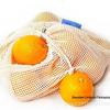 Organic Cotton Reusable Mesh Bag with Drawstring Closure for Vegetables & Fruits