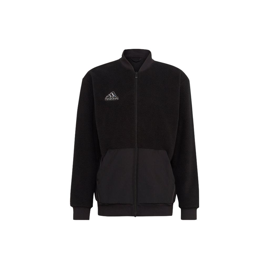 Adidas Logo Print Zip Long Sleeve Pilot Collar Jacket Men Jacket Black HL6920