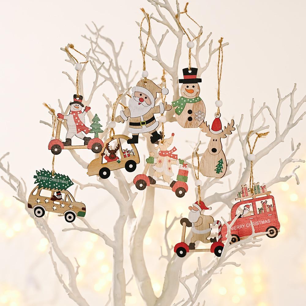 Wooden Christmas Charming Decor Set Featuring Adorable Santa Claus And Sleigh Designs Perfect For Cheer Holiday
