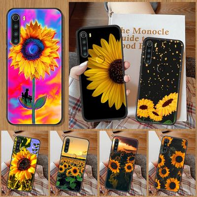 Uroczy&;nbsp;Etui na telefon Słonecznik dla Xiaomi Redmi Note 7 8 9 10 7A 8T 9A 9T 9S 10S Pro czarne artystyczne etui modne etui ładna obudowa