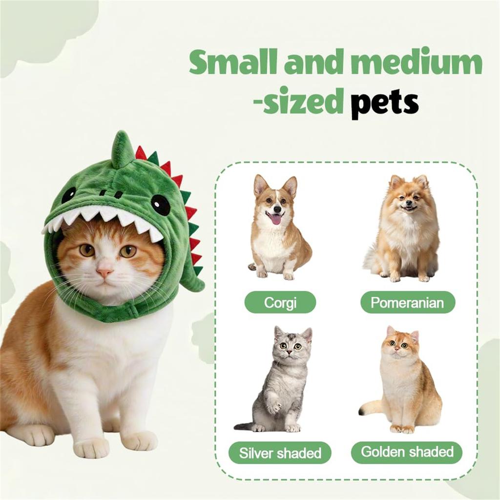 Dinosaur Hood Costume, Funny Pet Headpiece for Halloween Party Dress Up